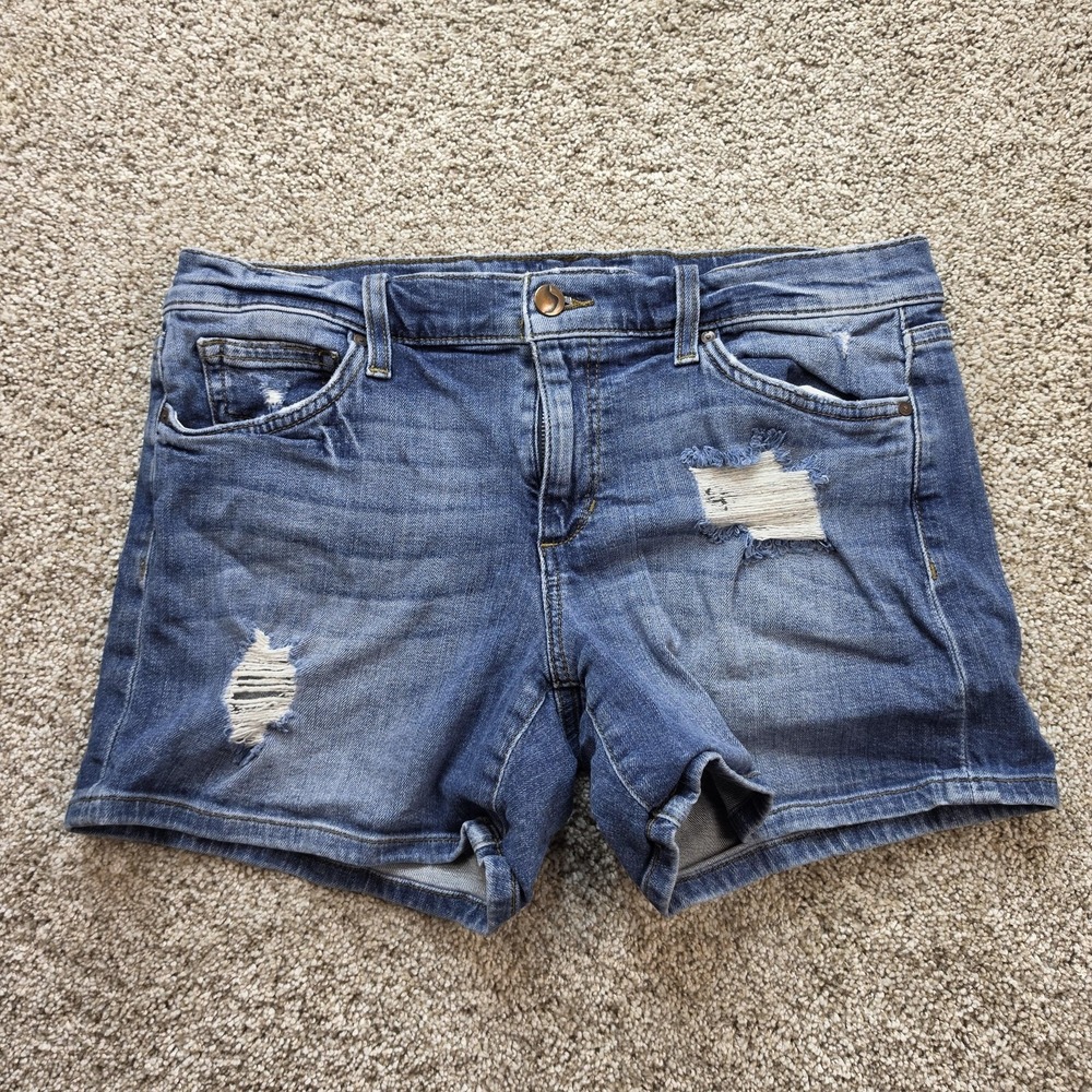 Joe's Jeans Shorts Womens 30 Blue Denim Mom High Rise Distressed Cutoff Frayed